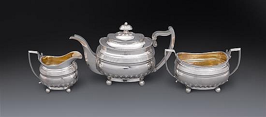 A sterling silver three piece tea service