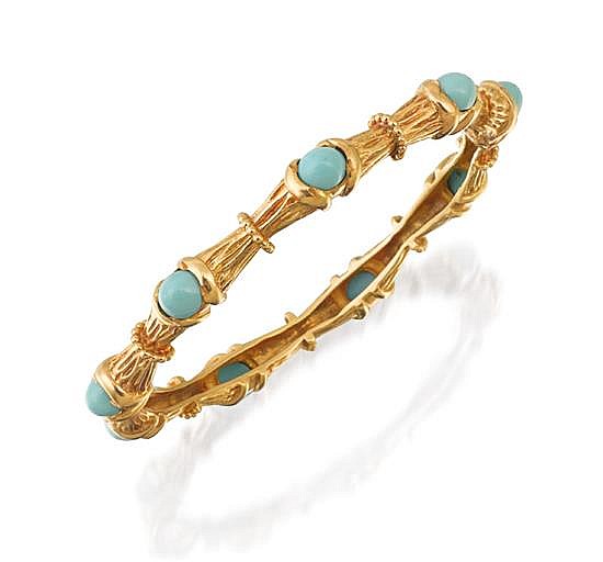 18ct gold and turquoise bangle, Tiffany & Co.