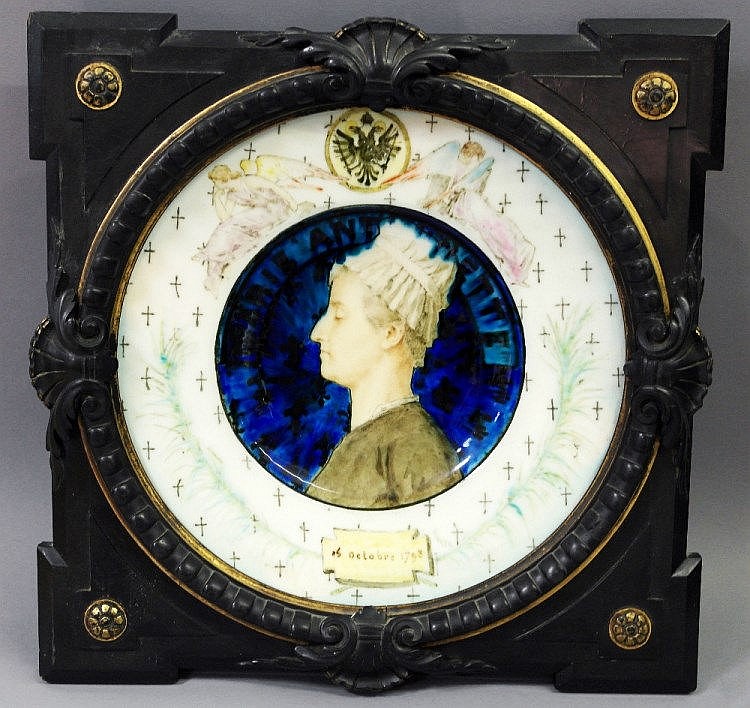 A Theodore Deck Painted Plaque: of Marie