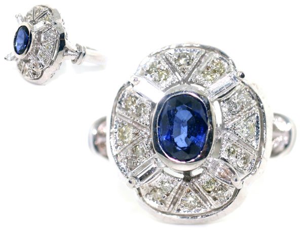 5068: 3 CT DIAMOND & SAPPHIRE 8.35 GR 14KT GOLD RING.