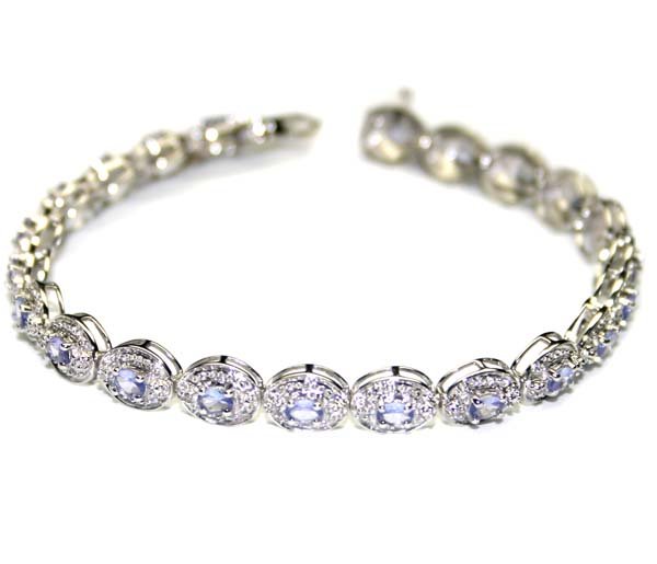 5884: 2.72 CT DIAMOND & TANZANITE  10K GOLD BRACELET .