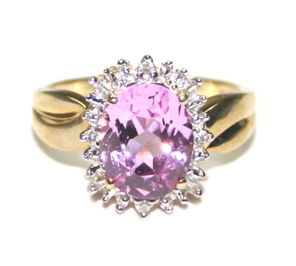 5447: 3.50 CT DIA & PINK TOPAZ 10KT  GOLD  RING
