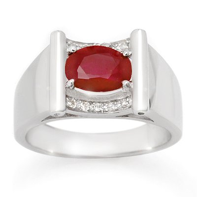 ACA Certified 2.33ctw Diamond & Ruby Men's Ring Gold