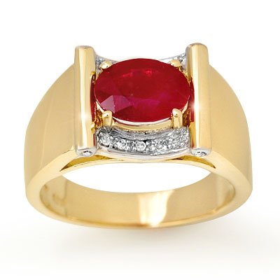 ACA Overstock 2.33ctw Diamond & Ruby Men's Ring Gold