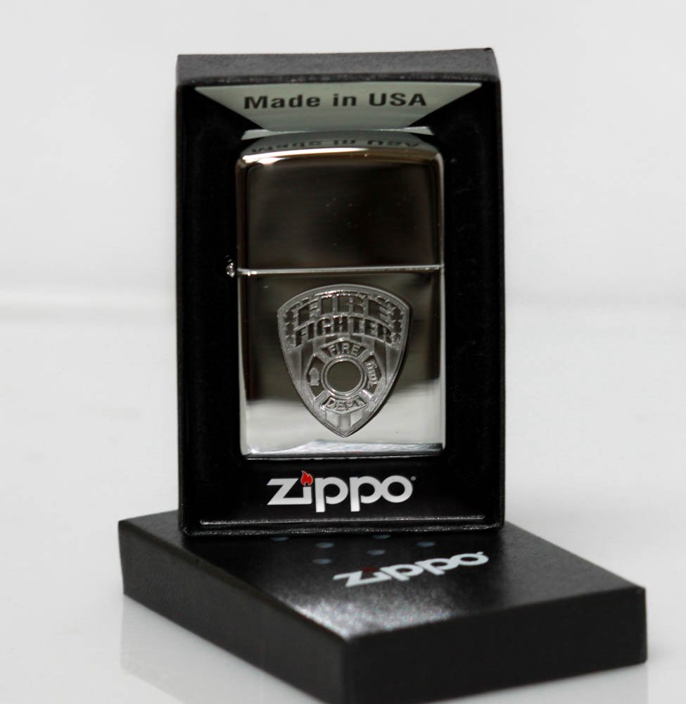 GENUINE ZIPPO LIGHTER FIRE FIGHTER-DOUBLE LUSTER