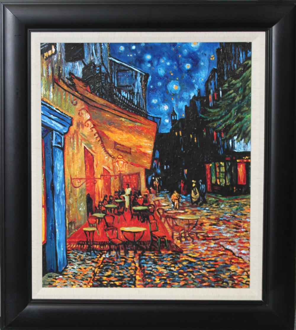 Terrace Cafe After Vincent Van Gogh on canvas Hand embellished