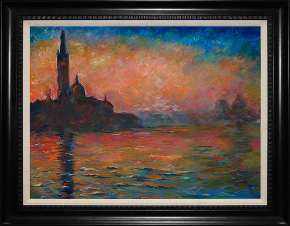 Venice at Dusk Claude Monet Hand Embellished on canvas