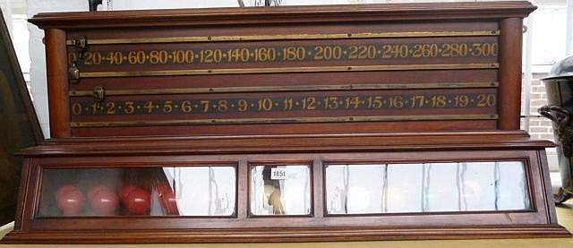 A Victorian mahogany snooker scoreboard, with
