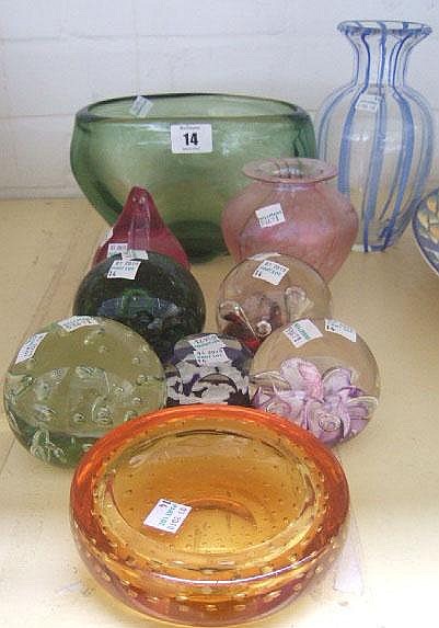 Two Caithness glass paperweights with air bubble