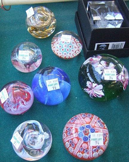 Six Caithness glass paperweights, including;