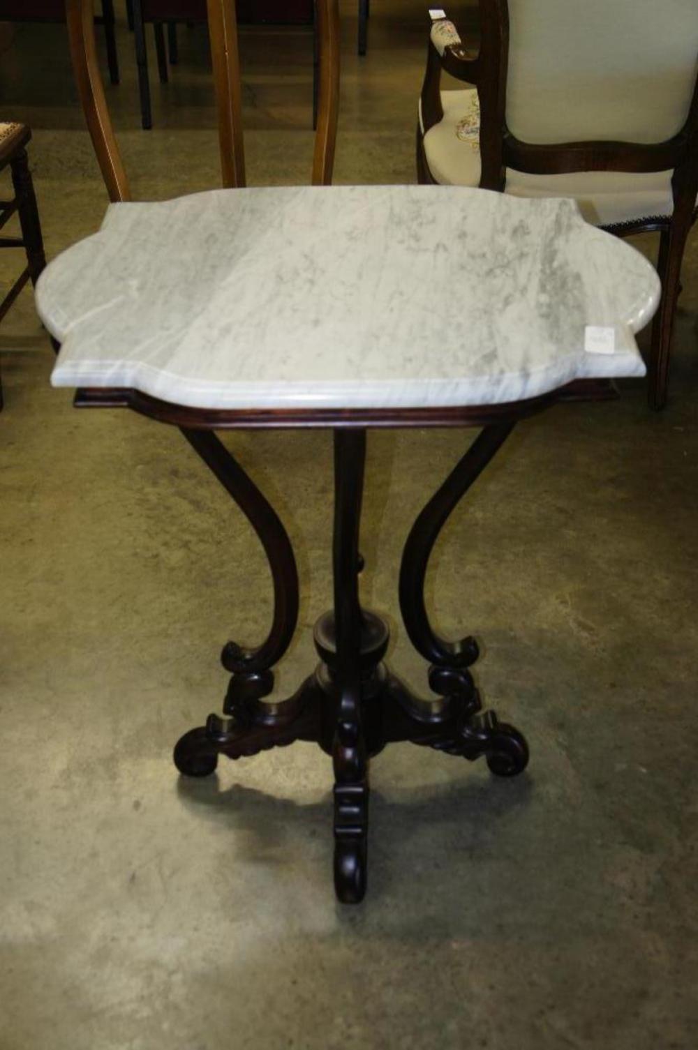 Antique Marble Top Victorian Lamp Table