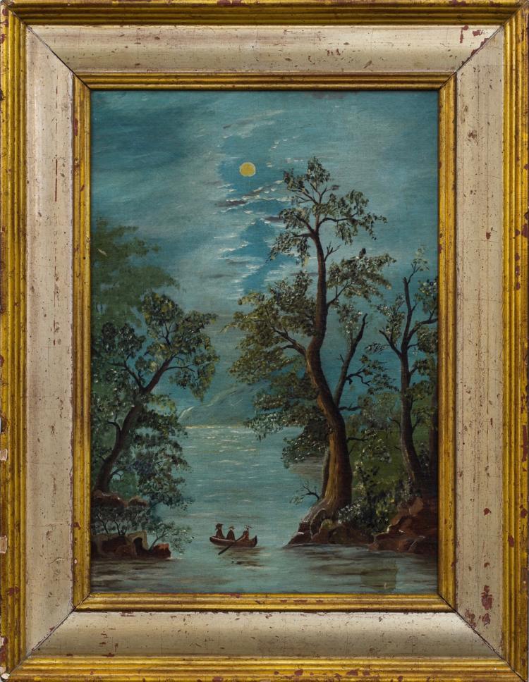 Naive American 19th Century Folk Art Painting
