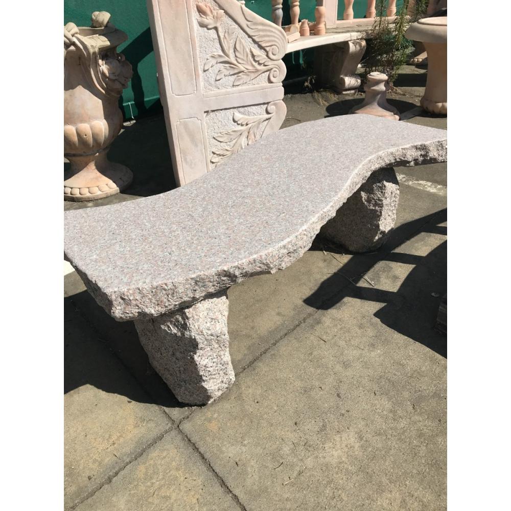 Hand-Carved S-Shaped Granite Bench