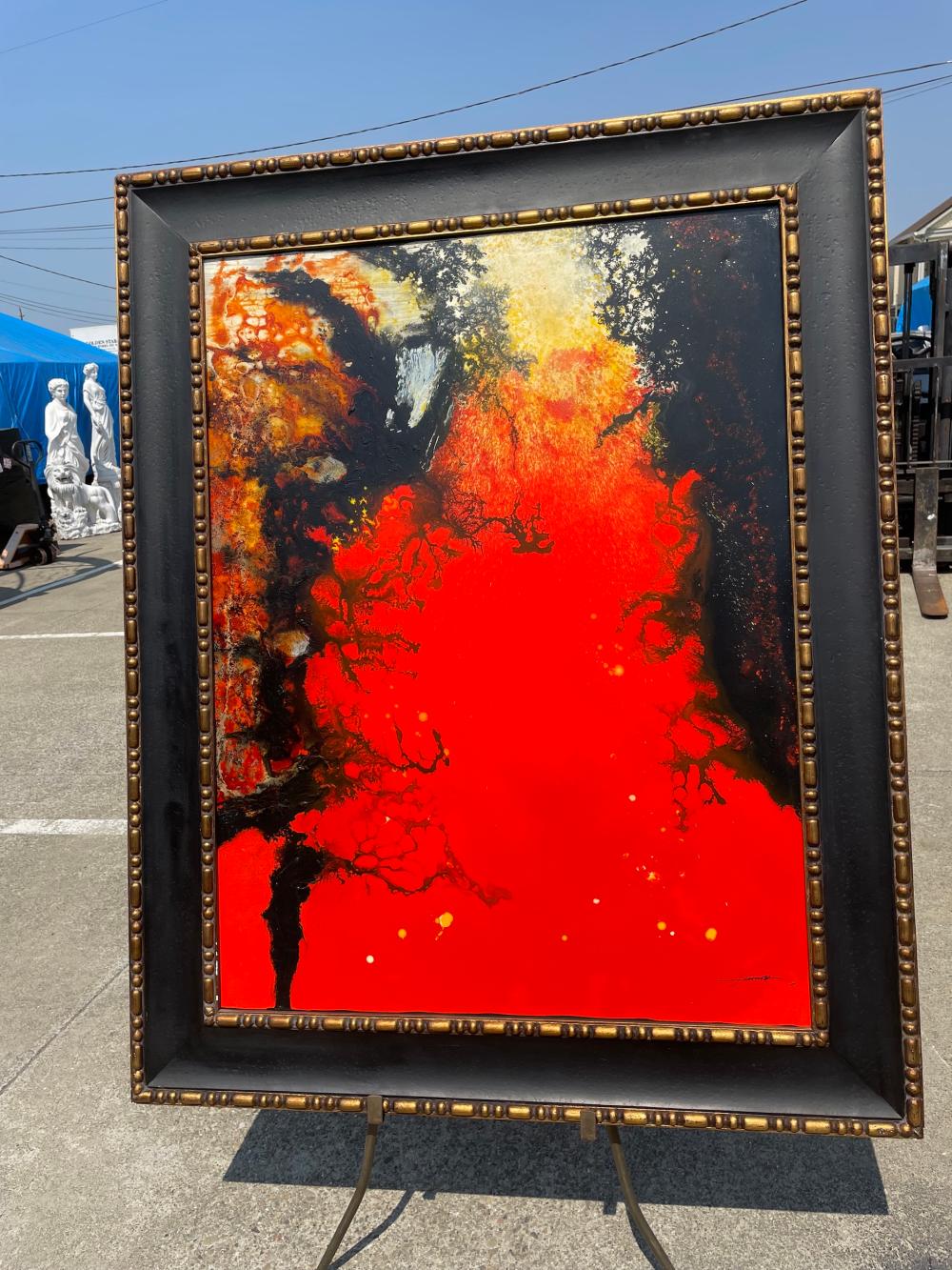 Large Abstract Oil on Canvas Painting, Signed
