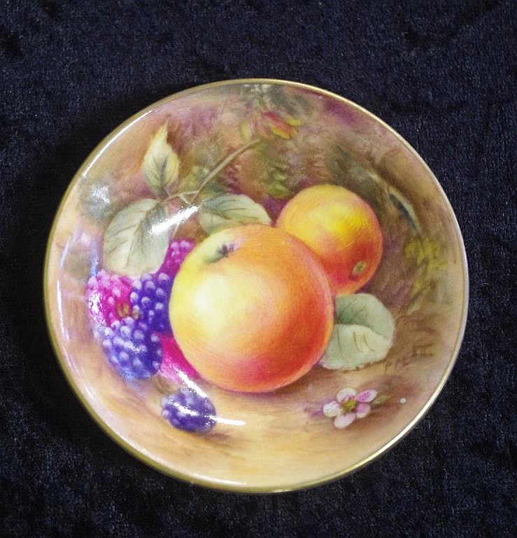 Royal Worcester hand painted fruit dish signed P.