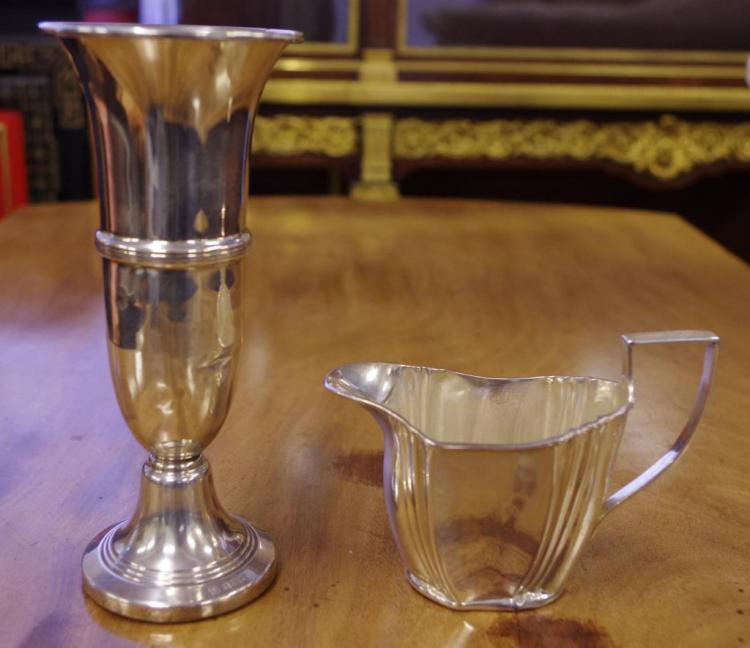 Sterling silver jug and vase both hallmarked, 235grams (weighted) as inspected