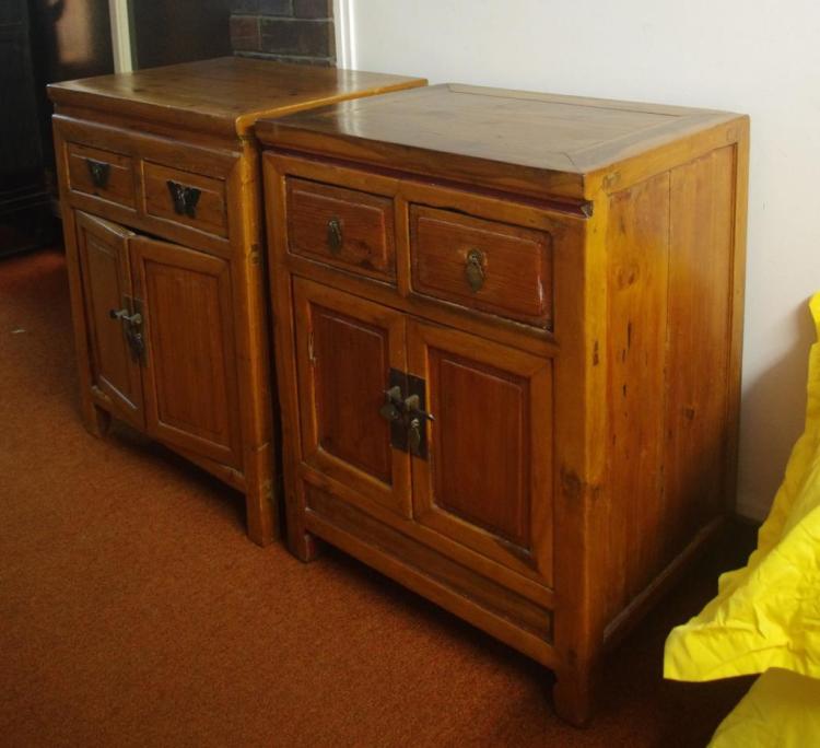 Two Chinese side cabinets 63cm wide, 79cm high approx