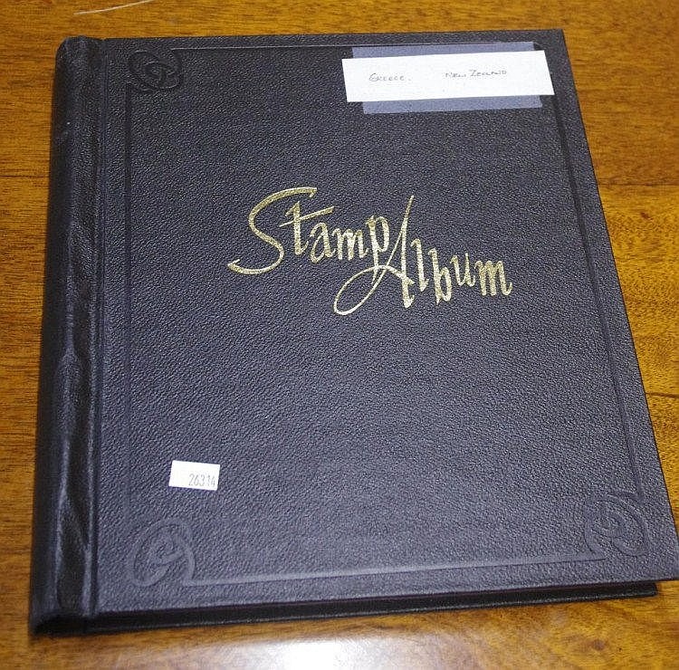One album: Greece & New Zealand stamps