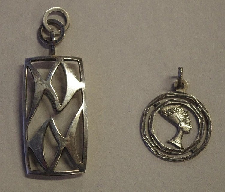 Two silver pendants oblong pendant stamped 925