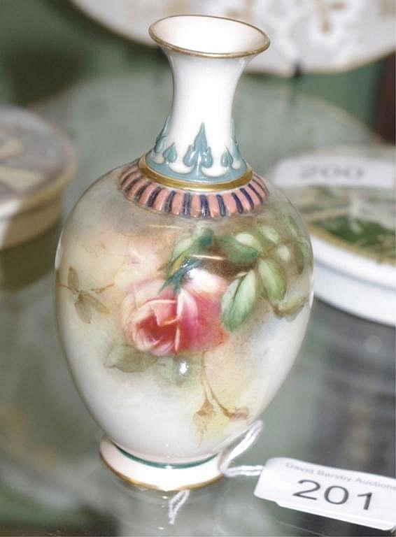 Hadley Worcester bud vase hand painted with roses.