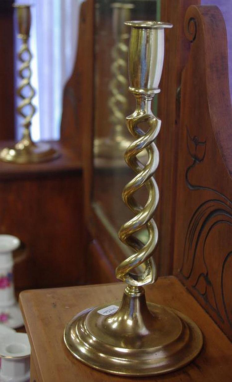 Pair antique brass candlesticks