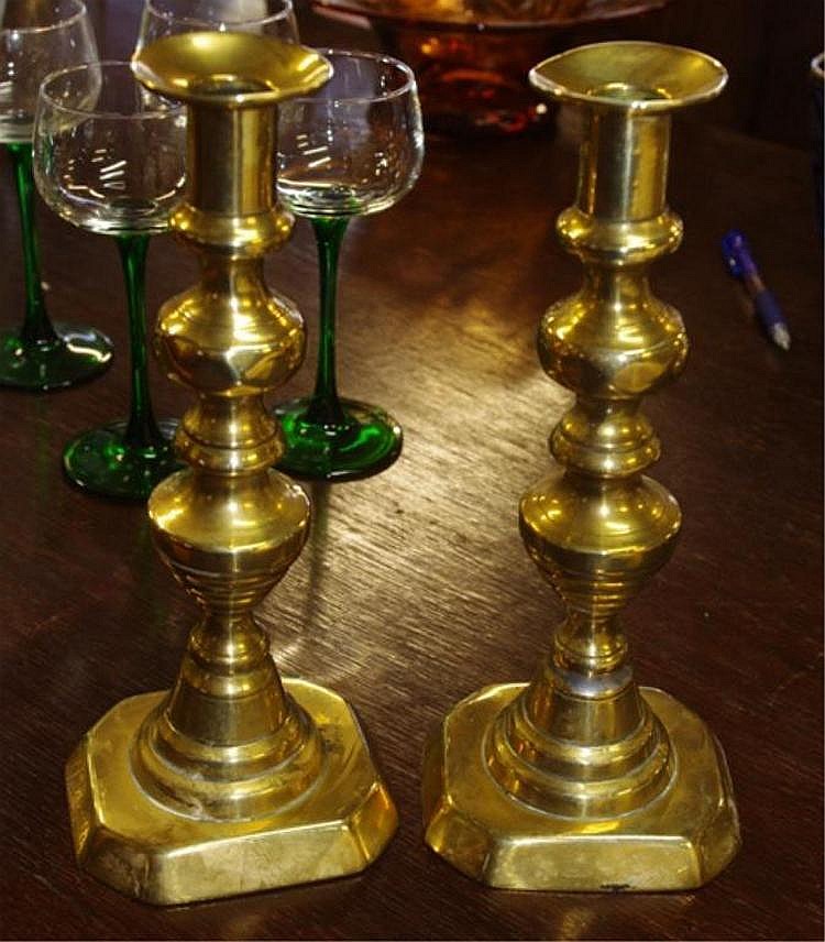 Pair antique brass candlesticks