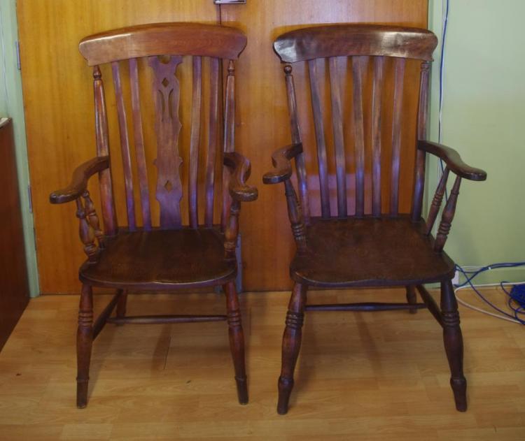 Two antique Windsor armchairs
