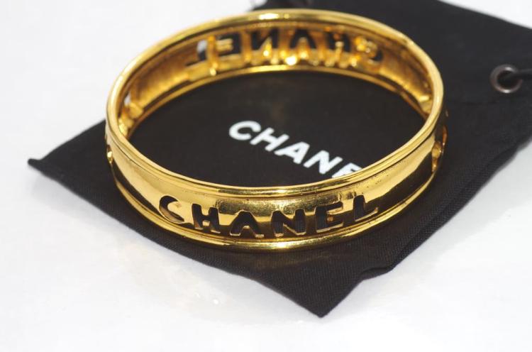 Vintage Chanel Paris bangle in bag