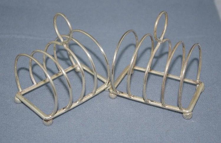 George V pair sterling silver toast racks