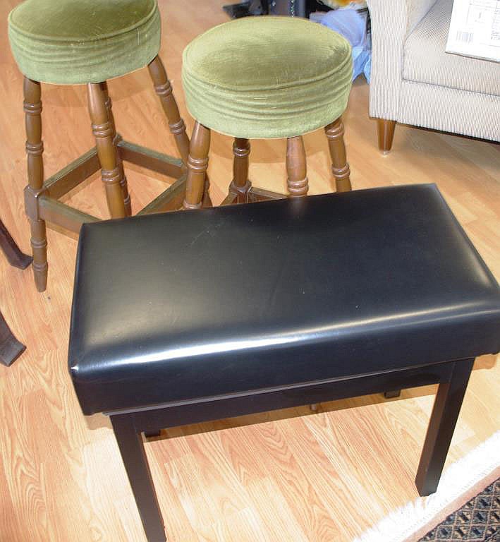 Padded piano stool & two bar stools