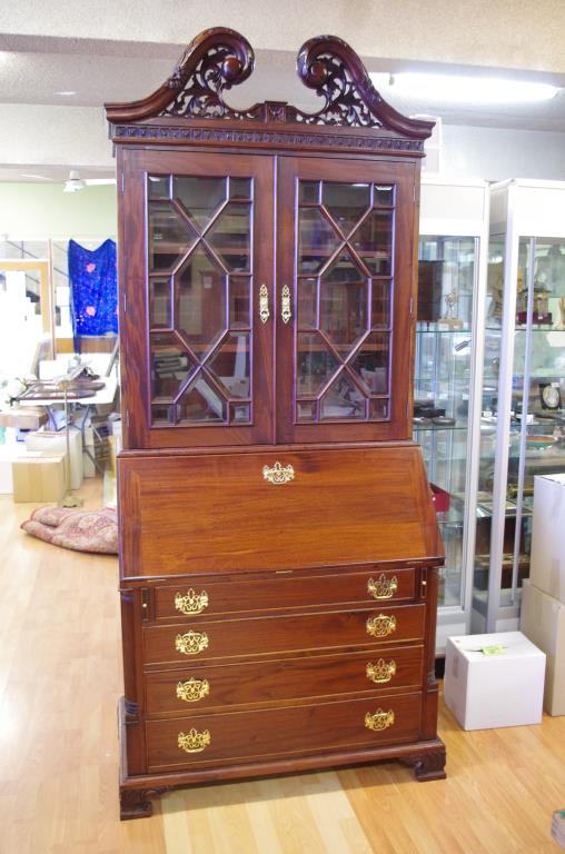 Georgian style mahogany bureau bookcase