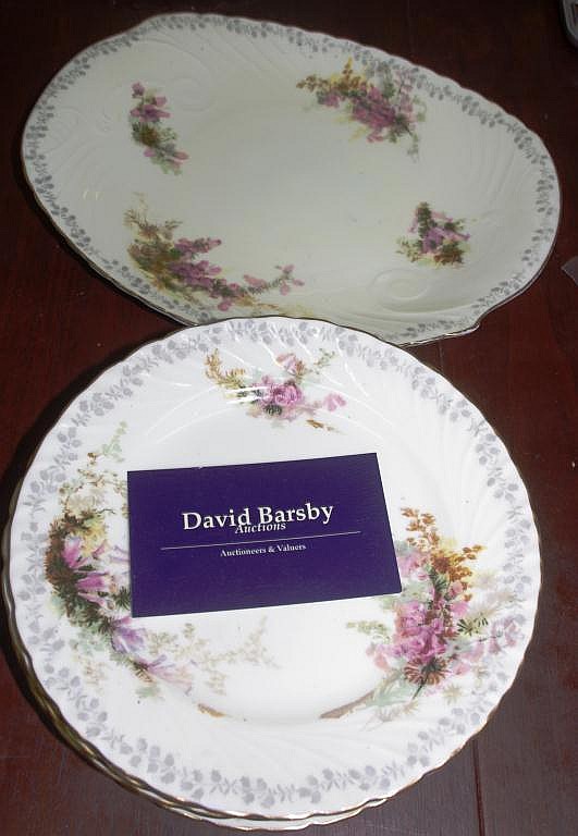 Six Royal Doulton Burslem plates & cake plate