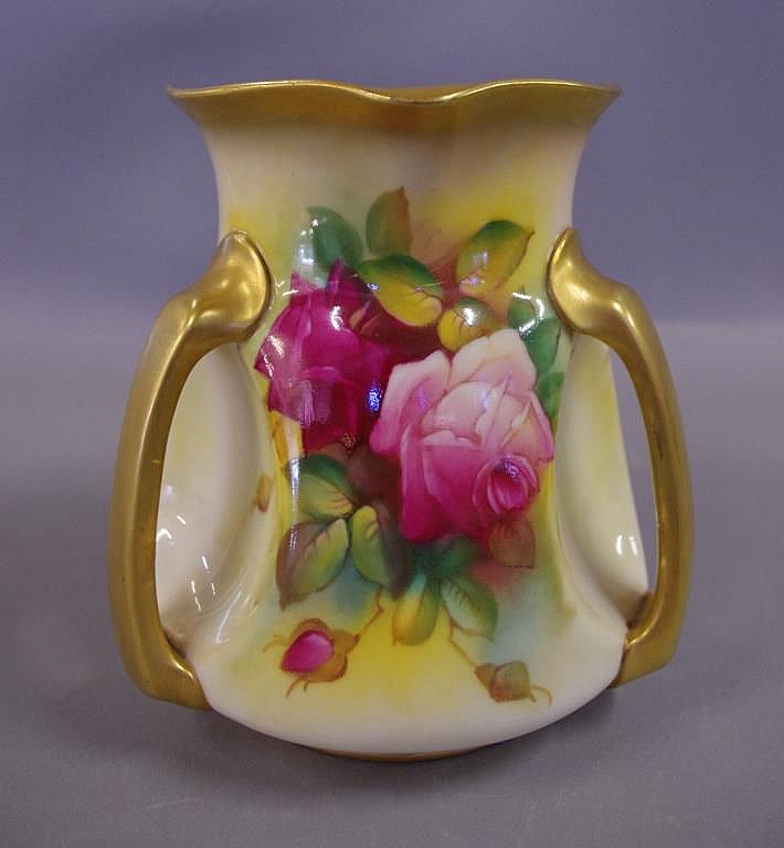 Royal Worcester hand painted vase sign 'M Hunt'