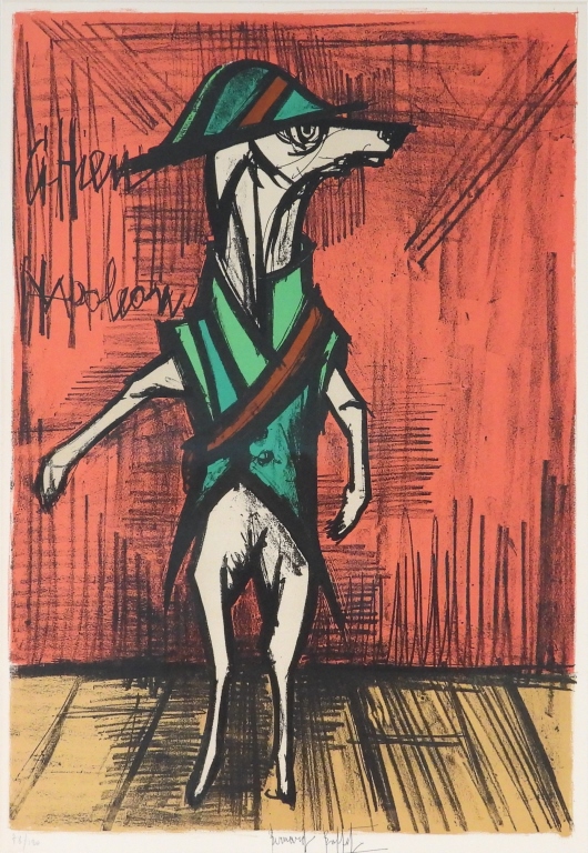 Bernard Buffet Chien Napoleon Lithograph - Bernard Buffet