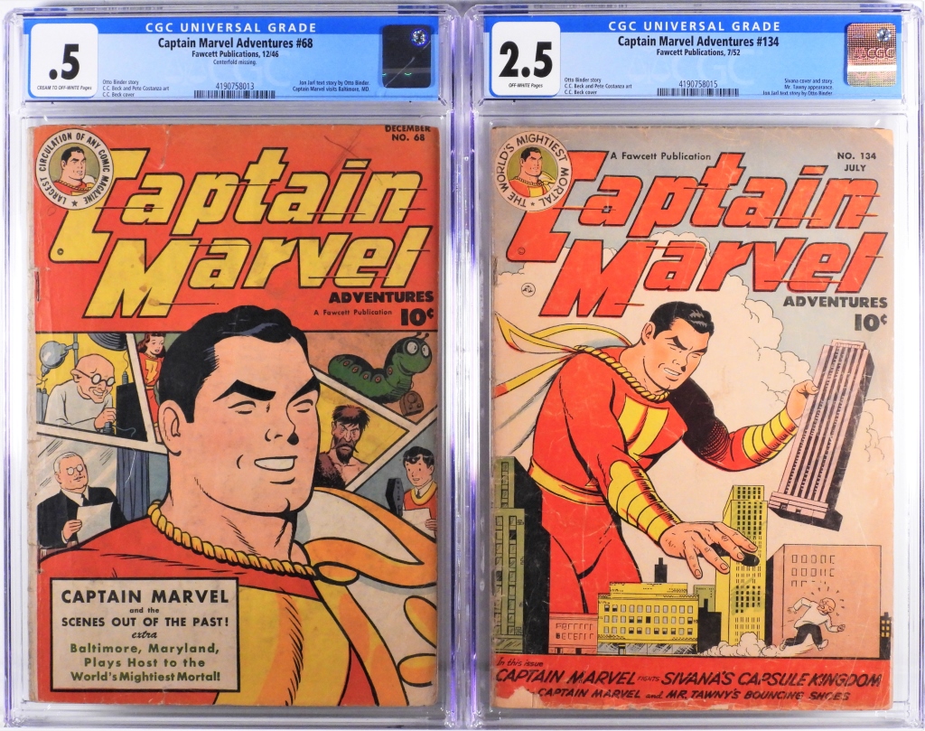 2PC Fawcett Pub. Captain Marvel Adventures CGC