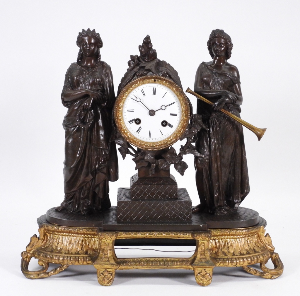 Japy Freres French Bronze Mantel Clock