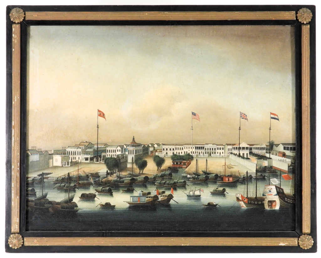 C.1830 13 Hongs of Canton Chinese Export Painting