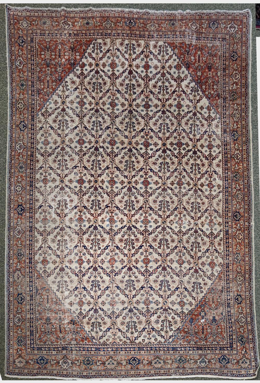 Antique Persian hand knotted Sultanabad wool room size rug