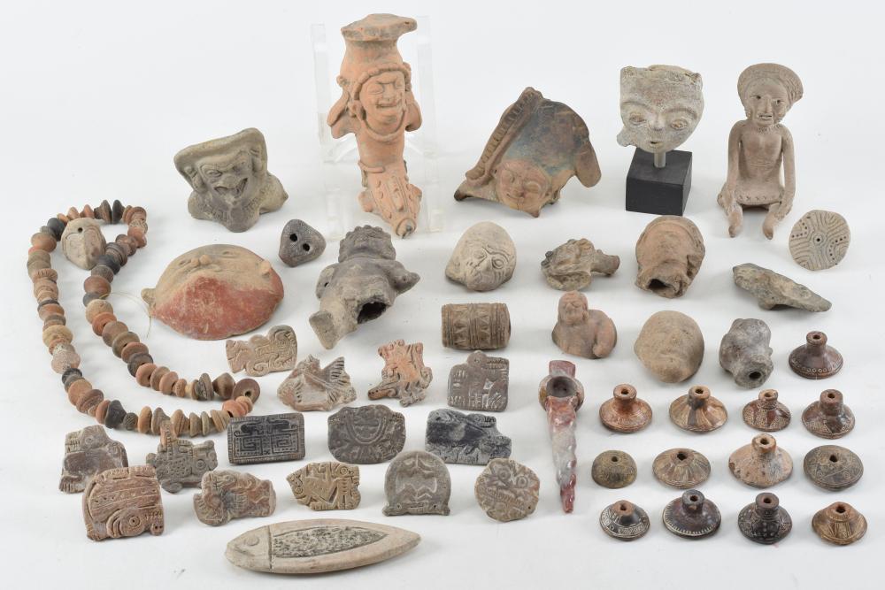 Large lot of Pre-Columbian and Pre-Columbian style pottery figural fragments