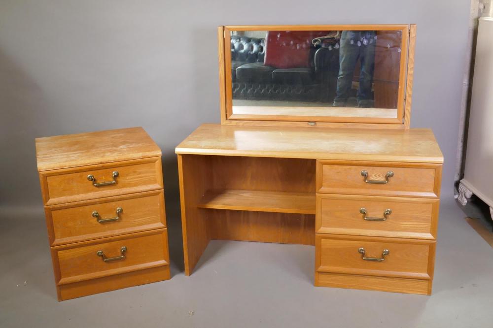 A G-Plan three drawer mirror back dressing table and...