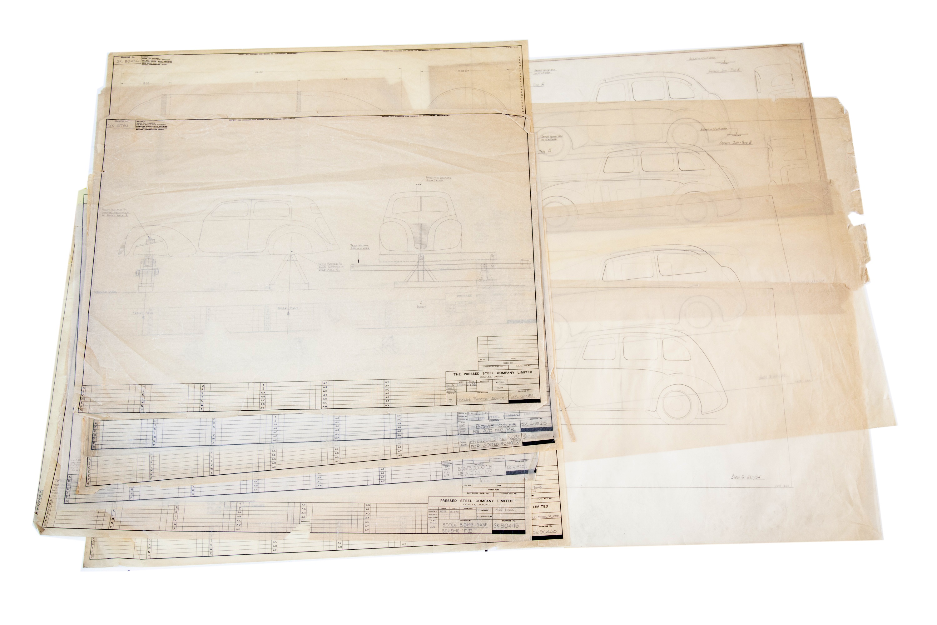 Twelve Cowley Factory Line Drawings / Blueprints  No Reserve