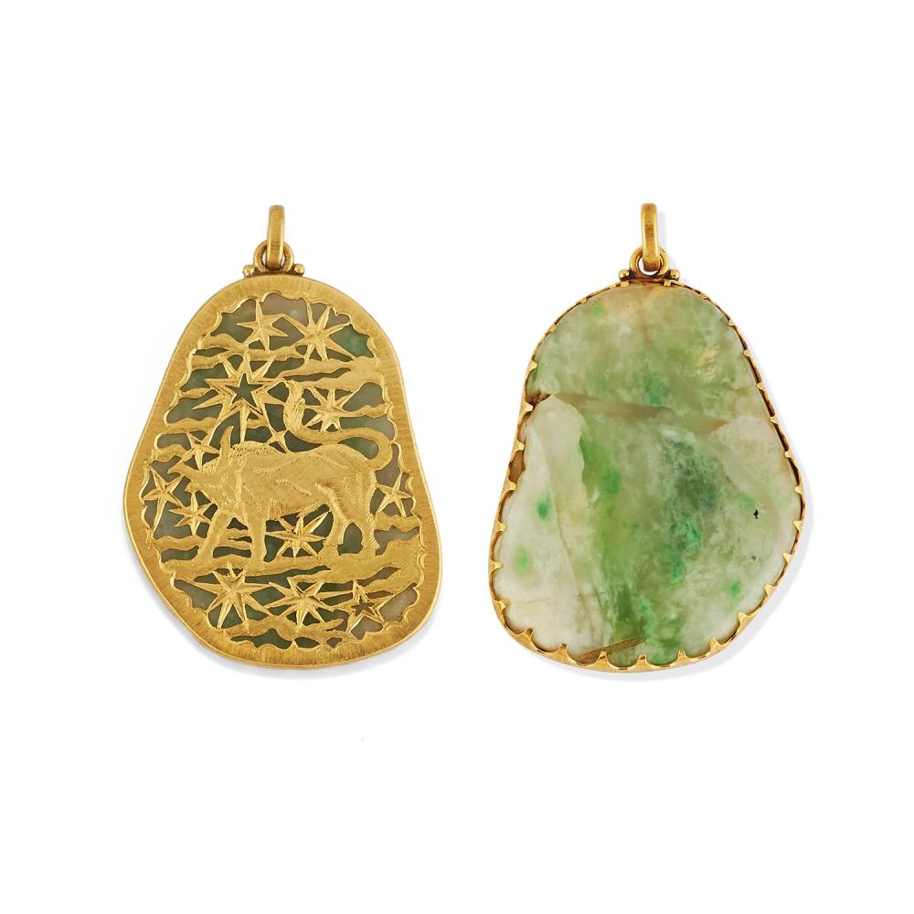 Mario Buccellati - A 18K yellow gold and jadeite pendant, Mario Buccellati
