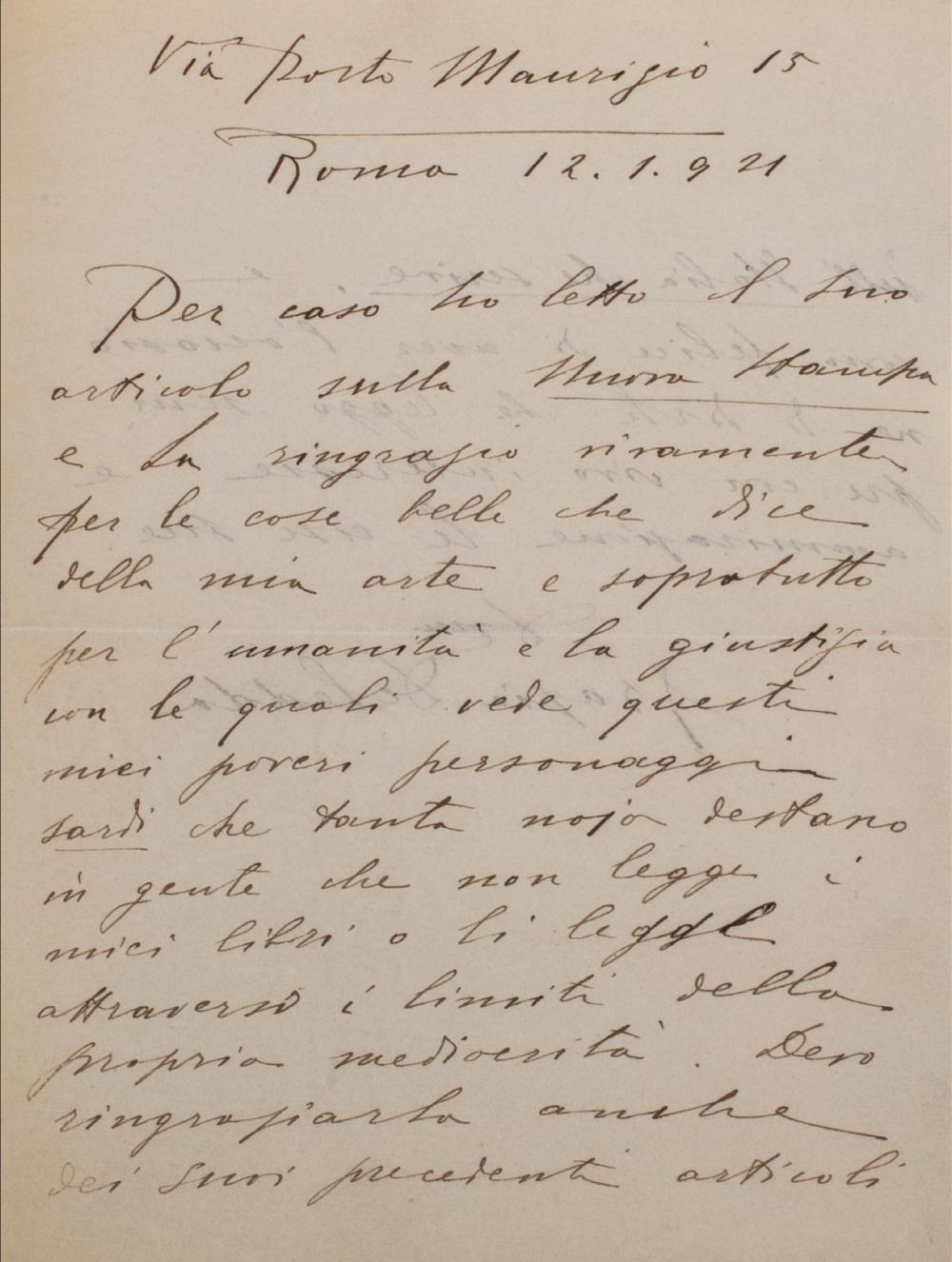 Deledda, Grazia - Autographed letter signed