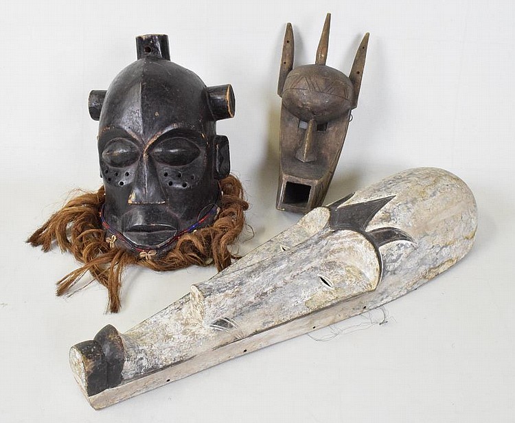 Three Carved African Wood Masks