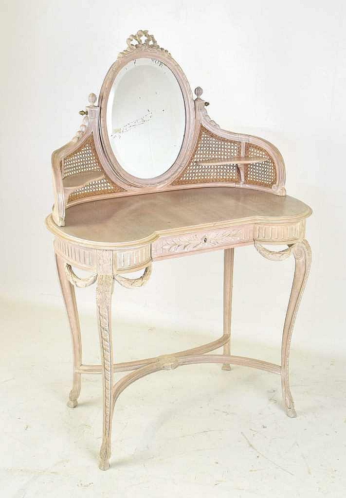 French Carved Wood Vanity with Mirror