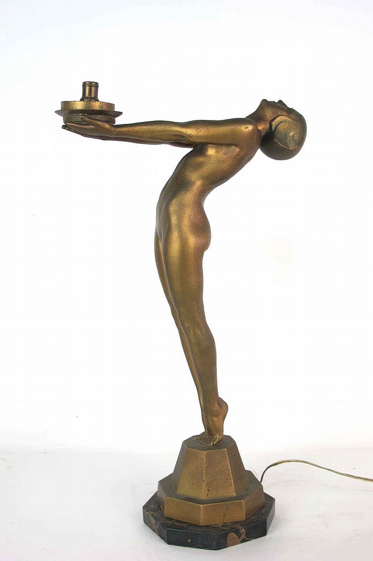 Art Deco Le Verrier Bronze Lamp Art Deco style bronze...