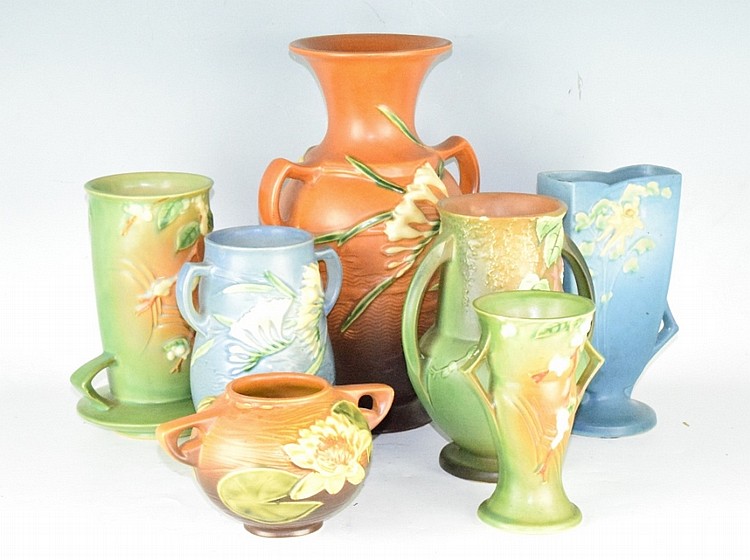 Group Lot Seven Roseville Pottery Vases