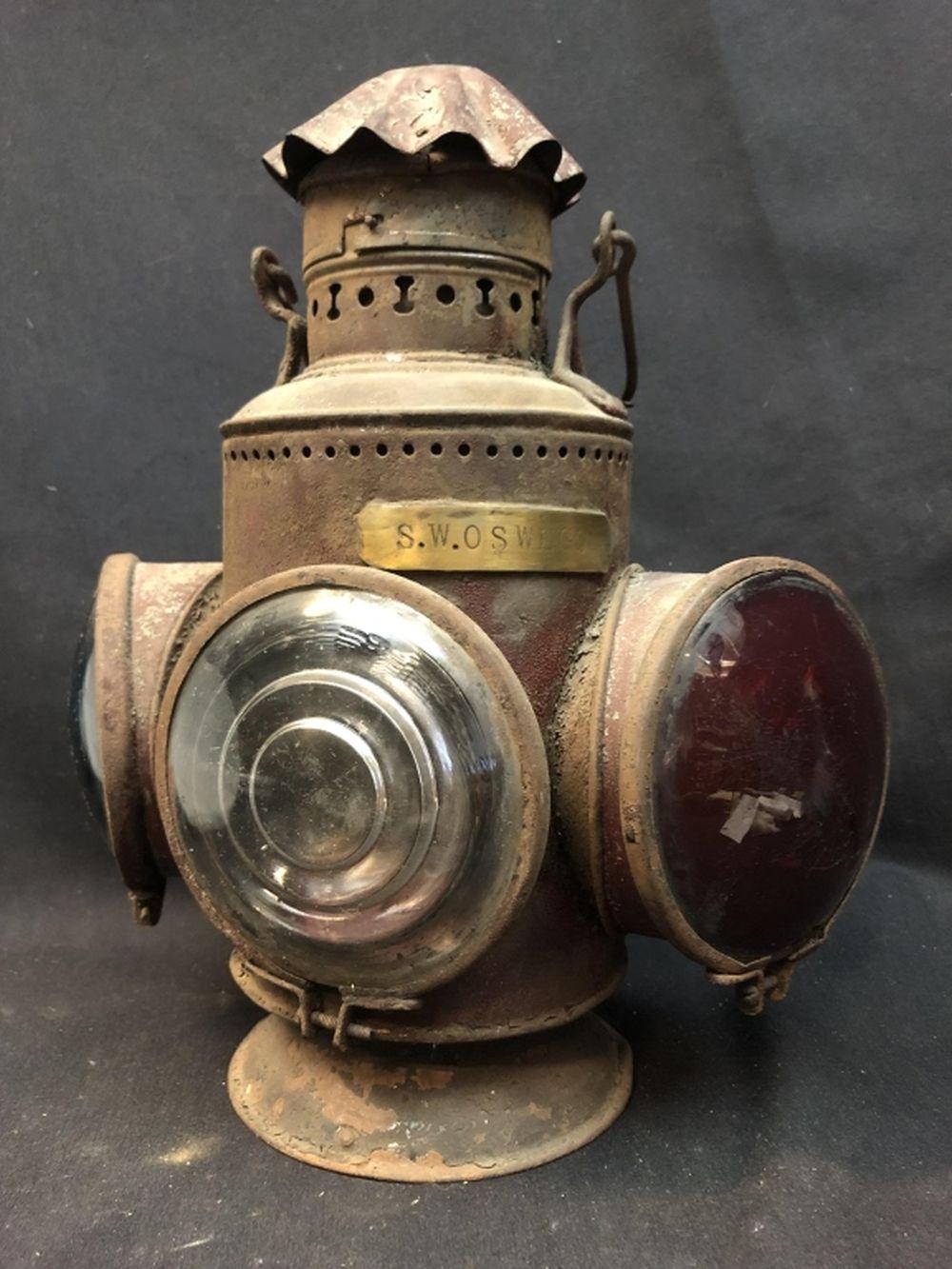 Early Railroad 3-Way Signal Switch Lantern Oswego