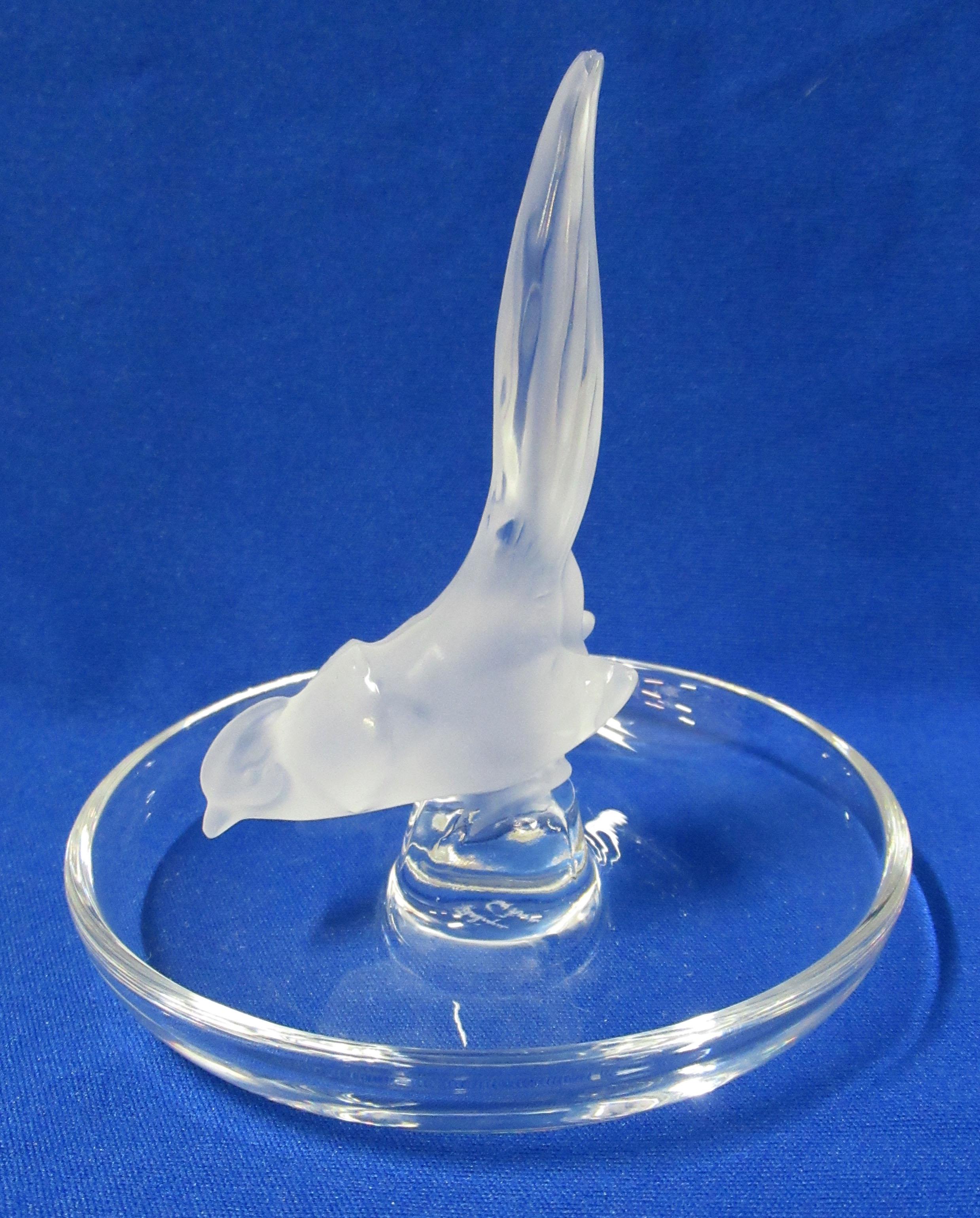 Sgnd Lalique Pheasant Pin Dish