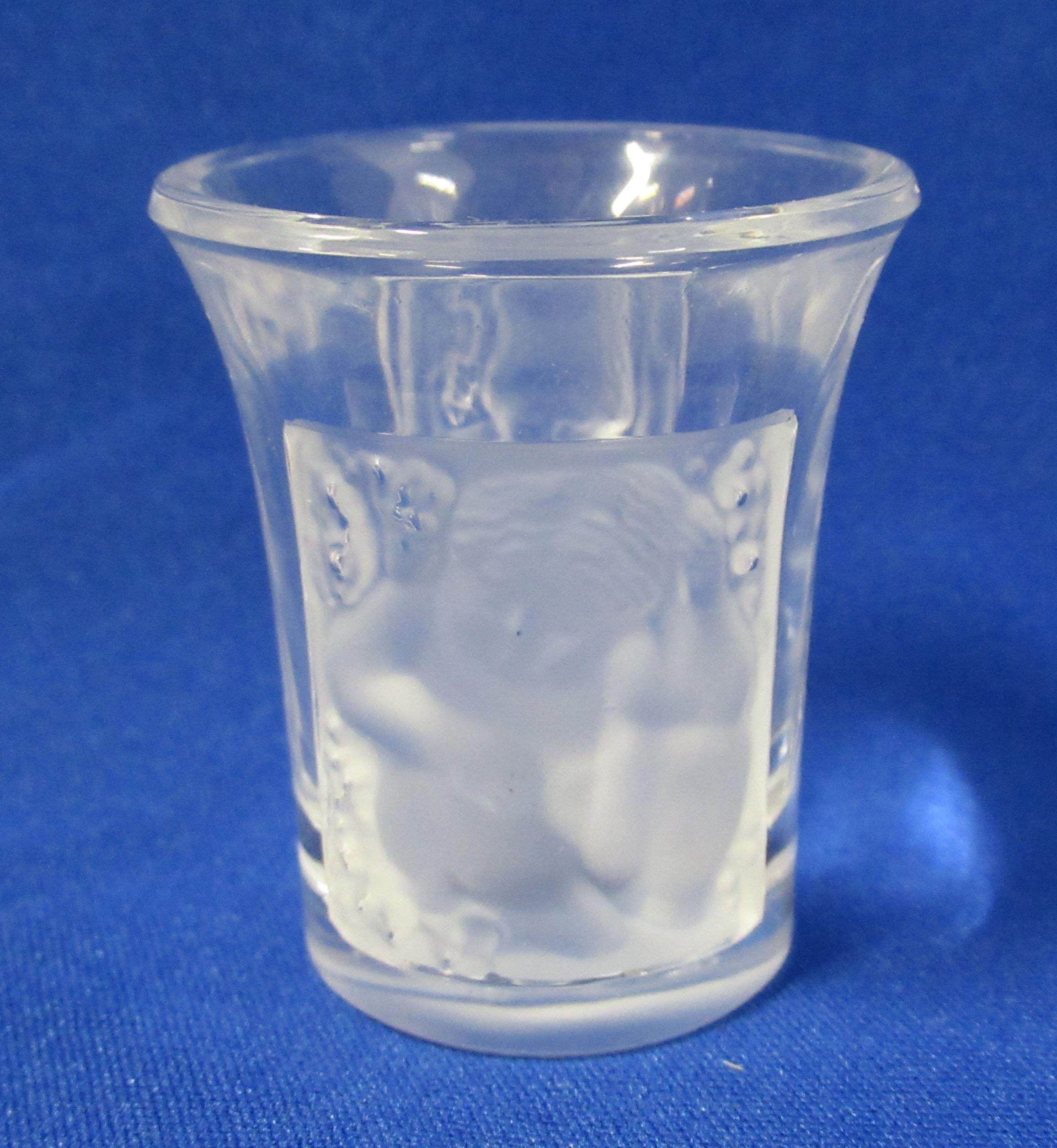 Sgnd Lalique Toothpick Holder w/ Cherubs